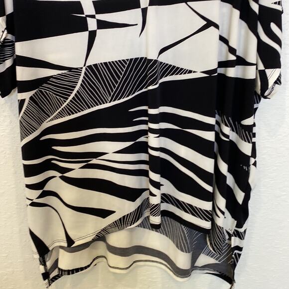 Chico’s Tropical Print Short Sleeve Blouse EUC Sz 16 Stretch Abstract Polyester - Picture 2 of 13